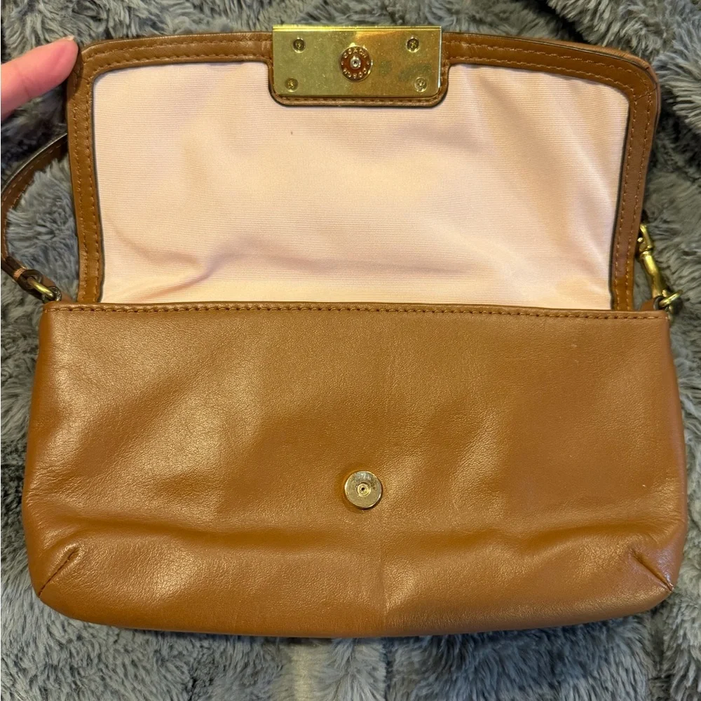 Coach Kristin Woven Leather Flap Wristlet EUC